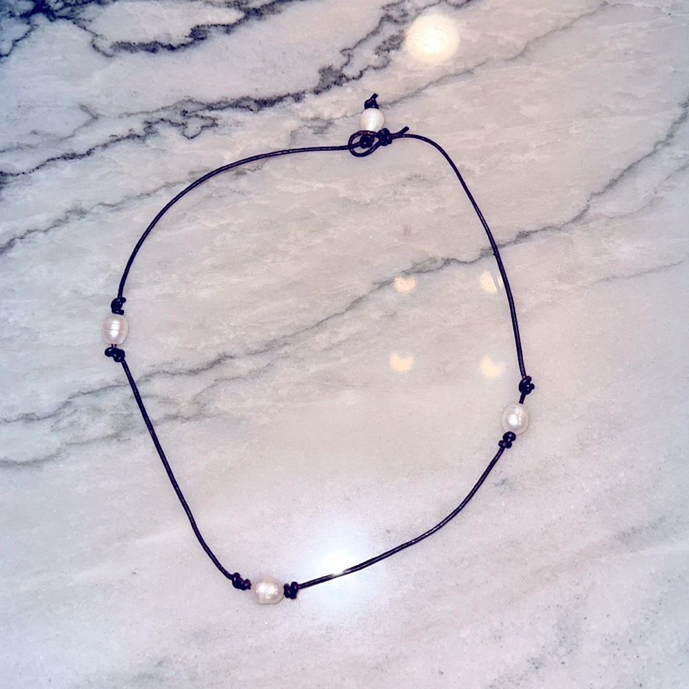 Pearl Leather Necklace
